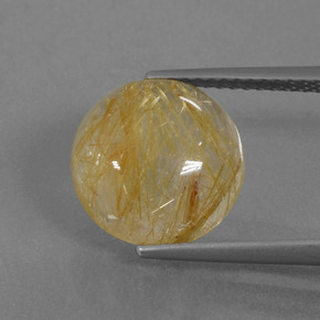 Golden-Yellow Rutile Quartz Gem - 4.8ct Round Cabochon (ID: 443255)