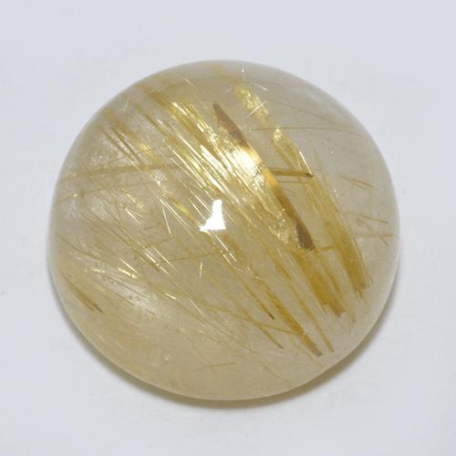 Dijon Yellow Rutile Quartz Gem - 5.9ct Round Cabochon (ID: 443259)