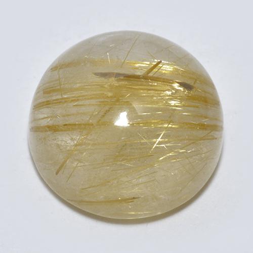 5.86 ct Yellow Rutile Quartz Stone, Natural Rutile Quartz in Round Cabochon Shape for Sale