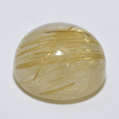Rutile Quartz Gemstone in 11 mm (calibrated) Size for Sale, Rutile Quartz Stone in Dijon Yellow Color