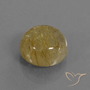 5.64 ct Golden Rutile Quartz Stone, Natural Rutile Quartz in Round Cabochon Shape for Sale