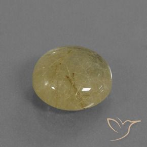 5.18 ct Yellow Rutile Quartz Stone, Natural Rutile Quartz in Round Cabochon Shape for Sale
