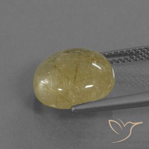Rutile Quartz Gemstone in 11 mm (calibrated) Size for Sale, Rutile Quartz Stone in Medium Yellow Color