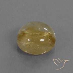 5.40 ct Yellow Rutile Quartz Stone, Natural Rutile Quartz in Round Cabochon Shape for Sale