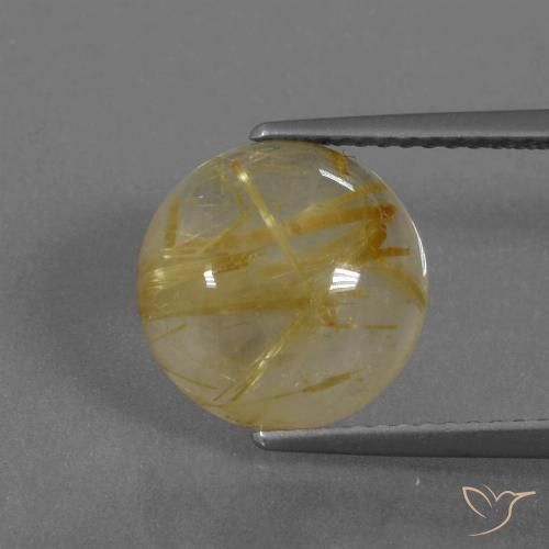 4.61ct Natural Medium Yellow Rutile Quartz, Round, Transparent