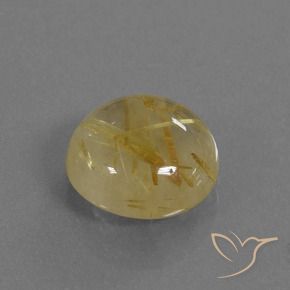 4.61 ct Yellow Rutile Quartz Stone, Natural Rutile Quartz in Round Cabochon Shape for Sale
