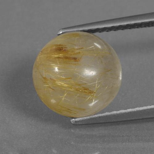 Warm Yellow Rutile Quartz Gem - 4.2ct Round Cabochon (ID: 443281)