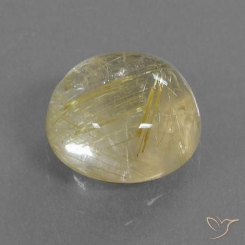 5.62 ct Yellow Rutile Quartz Stone, Natural Rutile Quartz in Round Cabochon Shape for Sale