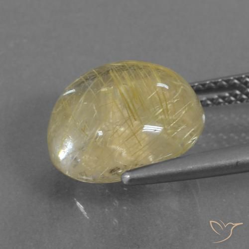 Rutile Quartz Gemstone in 11 mm (calibrated) Size for Sale, Rutile Quartz Stone in Light Yellow Color