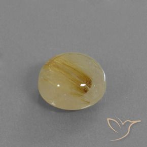 5.23 ct Golden Rutile Quartz Stone, Natural Rutile Quartz in Round Cabochon Shape for Sale