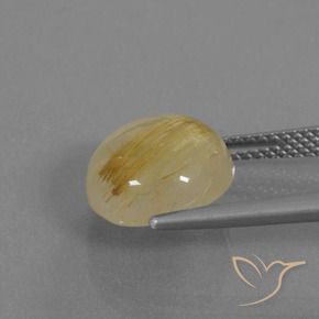 Rutile Quartz Gemstone in 11 mm (calibrated) Size for Sale, Rutile Quartz Stone in Medium Gold Color