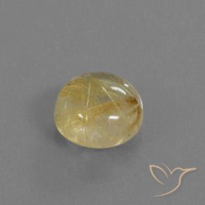 4.57 ct Yellow Rutile Quartz Stone, Natural Rutile Quartz in Round Cabochon Shape for Sale