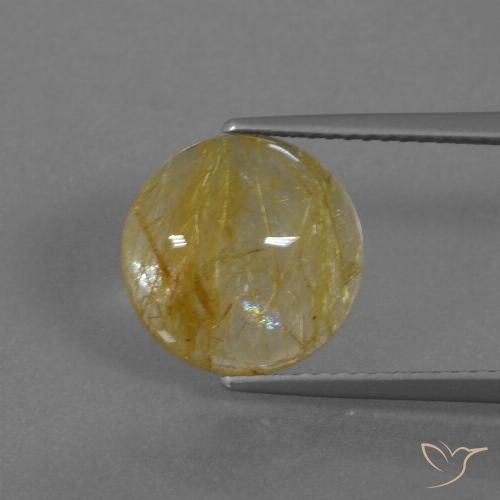 3.68ct Natural Medium Yellow Rutile Quartz, Round, Transparent
