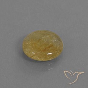 3.68 ct Yellow Rutile Quartz Stone, Natural Rutile Quartz in Round Cabochon Shape for Sale