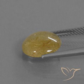 Rutile Quartz Gemstone in 11 mm (calibrated) Size for Sale, Rutile Quartz Stone in Medium Yellow Color