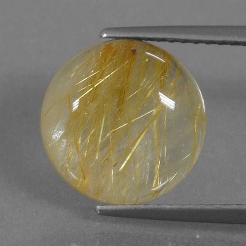 Dijon Yellow Rutile Quartz Gem - 4.9ct Round Cabochon (ID: 443337)