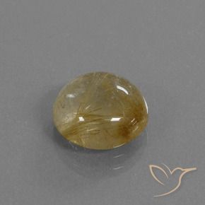 4.34 ct Yellow Rutile Quartz Stone, Natural Rutile Quartz in Round Cabochon Shape for Sale