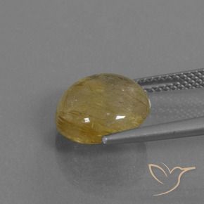 Rutile Quartz Gemstone in 11 mm (calibrated) Size for Sale, Rutile Quartz Stone in Earthy Yellow Color