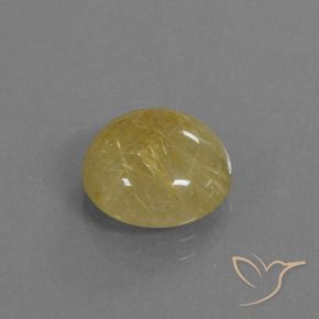 4.30 ct Yellow Rutile Quartz Stone, Natural Rutile Quartz in Round Cabochon Shape for Sale