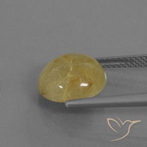 Rutile Quartz Gemstone in 11 mm (calibrated) Size for Sale, Rutile Quartz Stone in Dijon Yellow Color