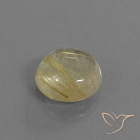 4.56 ct Yellow Rutile Quartz Stone, Natural Rutile Quartz in Round Cabochon Shape for Sale