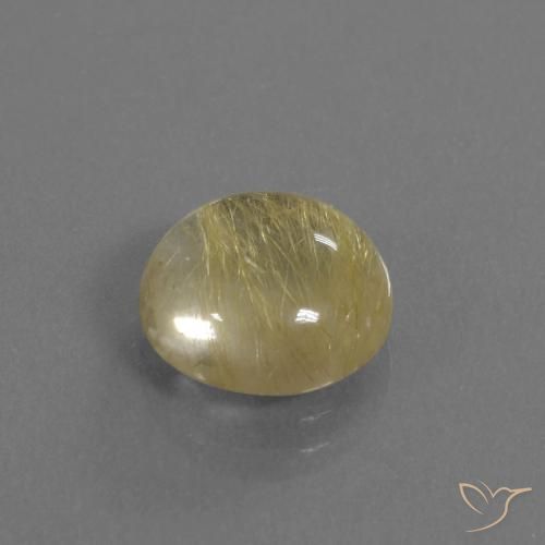 4.55 ct Yellow Rutile Quartz Stone, Natural Rutile Quartz in Round Cabochon Shape for Sale