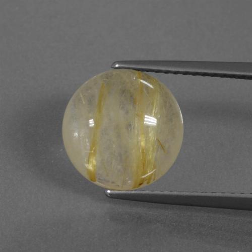 Dijon Yellow Rutile Quartz Gem - 4.9ct Round Cabochon (ID: 443361)