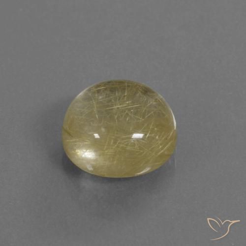 5.55 ct Yellow Rutile Quartz Stone, Natural Rutile Quartz in Round Cabochon Shape for Sale