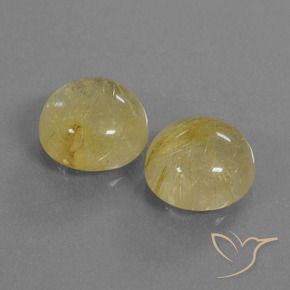 10.70 ctw Yellow Rutile Quartz Stones, Natural Rutile Quartz in Round Cabochon Shape for Sale