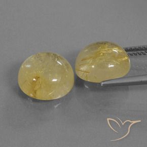 Rutile Quartz Gemstones in 11 mm (calibrated) Size for Sale, Rutile Quartz Stones in Earthy Yellow Color