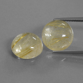 Earthy Yellow Рутиловый Кварц Камень - 4.9ct Круглый Кабошон (ID: 443376)