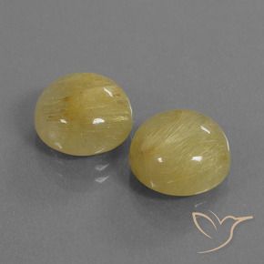 11.05 ctw Yellow Rutile Quartz Stones, Natural Rutile Quartz in Round Cabochon Shape for Sale