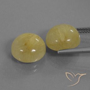 Rutile Quartz Gemstones in 11 mm (calibrated) Size for Sale, Rutile Quartz Stones in Medium Yellow Color