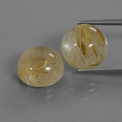 Dijon Yellow Rutile Quartz Gem - 5.5ct Round Cabochon (ID: 443379)