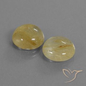 8.61 ctw Yellow Rutile Quartz Stones, Natural Rutile Quartz in Round Cabochon Shape for Sale