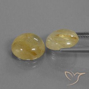 Rutile Quartz Gemstones in 11 mm (calibrated) Size for Sale, Rutile Quartz Stones in Pale Yellow Color
