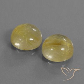 11.53 ctw Yellow Rutile Quartz Stones, Natural Rutile Quartz in Round Cabochon Shape for Sale