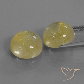 Rutile Quartz Gemstones in 11 mm (calibrated) Size for Sale, Rutile Quartz Stones in Earthy Yellow Color