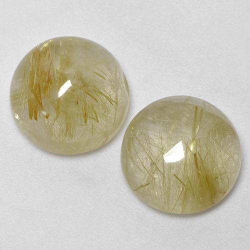Tuscany Yellow Rutile Quartz Gem - 5.1ct Round Cabochon (ID: 443382)