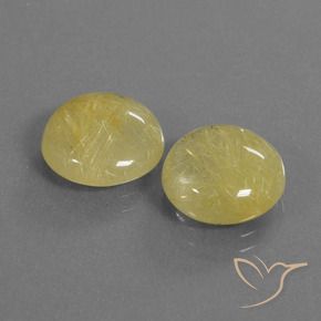 8.43 ctw Yellow Rutile Quartz Stones, Natural Rutile Quartz in Round Cabochon Shape for Sale
