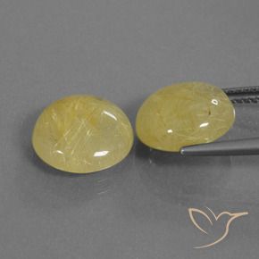 Rutile Quartz Gemstones in 11 mm (calibrated) Size for Sale, Rutile Quartz Stones in Very Light Dijon Yellow Color