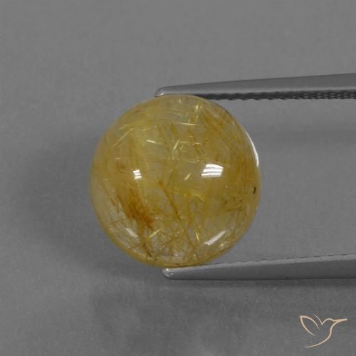 6.61ct Natural Dijon Yellow Rutile Quartz, Round, Translucent