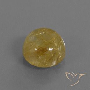 6.61 ct Yellow Rutile Quartz Stone, Natural Rutile Quartz in Round Cabochon Shape for Sale