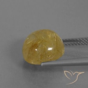 Rutile Quartz Gemstone in 11 mm (calibrated) Size for Sale, Rutile Quartz Stone in Dijon Yellow Color