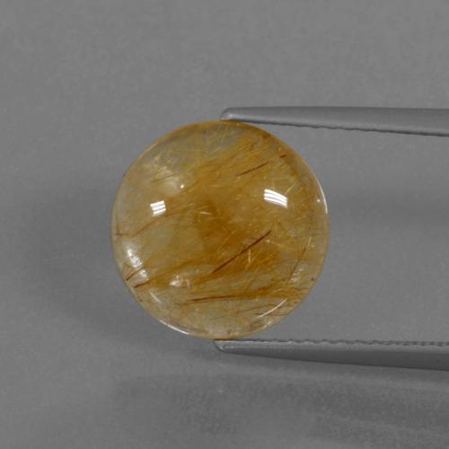 Dorado medio Cuarzo Rutilado Gema - 3.6ct Cabujón Redondo (ID: 443400)