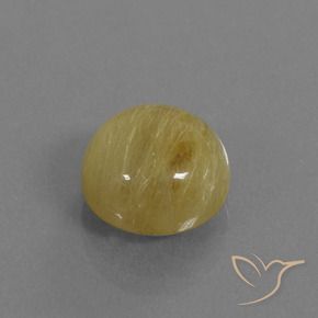 6.04 ct Golden Rutile Quartz Stone, Natural Rutile Quartz in Round Cabochon Shape for Sale