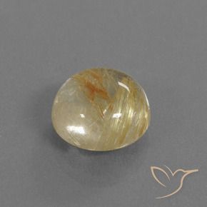 5.53 ct Brown Rutile Quartz Stone, Natural Rutile Quartz in Round Cabochon Shape for Sale