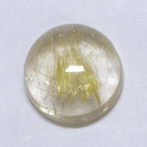 Light Yellow Rutile Quartz Gem - 6.3ct Round Cabochon (ID: 443409)