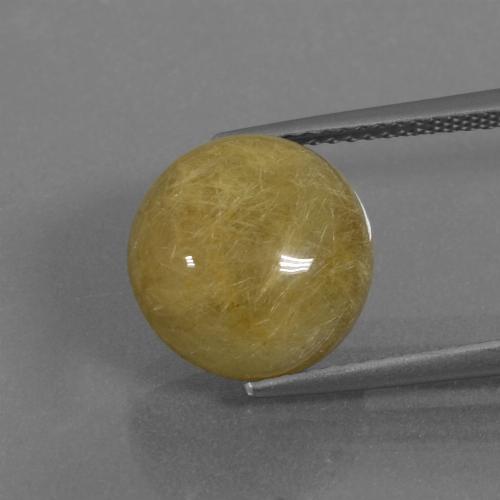 Earthy Yellow Rutilquarz Edelstein - 6.1ct Rund Cabochon (ID: 443410)