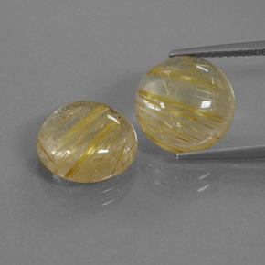 Dijon Yellow Rutile Quartz Gem - 4.3ct Round Cabochon (ID: 443423)